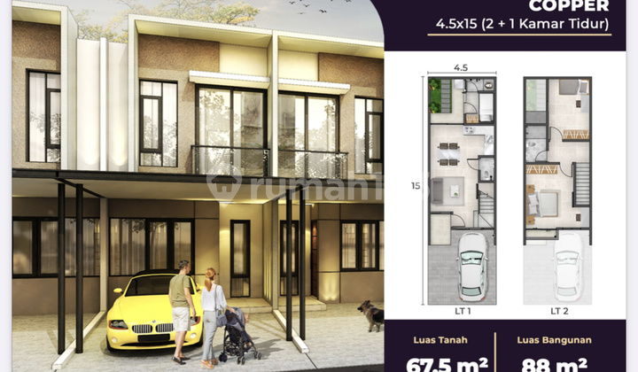Jual Hanya 9 Juta Rumah California Pik 2 4,5x15 Copper 67,5 M2 Program Dp 0% Selama 18 Bulan - Sell Only 9 Million House California Milenial Pik2 4,5x15 67,5 Sqm 2 Floor