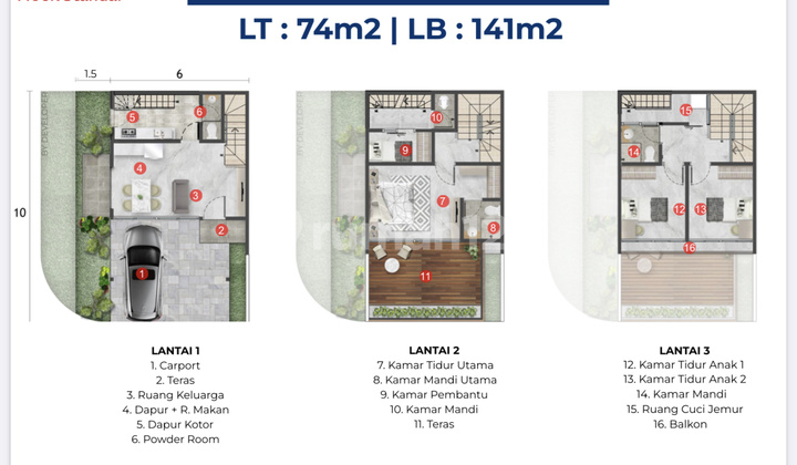 Hanya 27 Juta Atau 3,2m Jual Rumah 7,5x10 Hoek 3 Lt Osaka Samping Taman Doa Akita Pik 2 - Sell House Osaka 7,5x10 Corner Type Hana 3 Floor Pik2 Near Lady Of Akita
