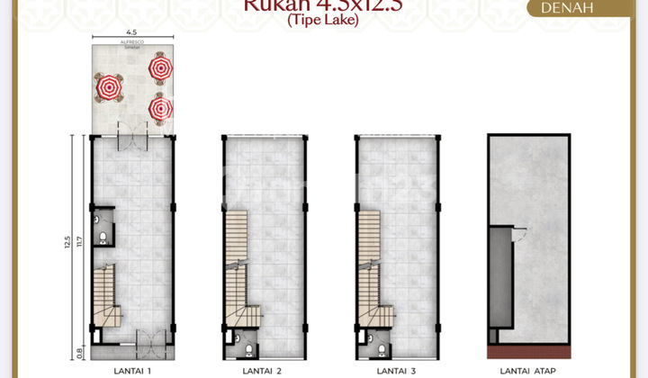 Jual Cicilan 38 Juta Rukan Ruko Lau Pa Sat Pik 2 Lake Hadap Danau 4,5x12,5 Lt 56 M2 3,5 Lantai Kpr Express Atau Dp 0% Selama 5 Tahun