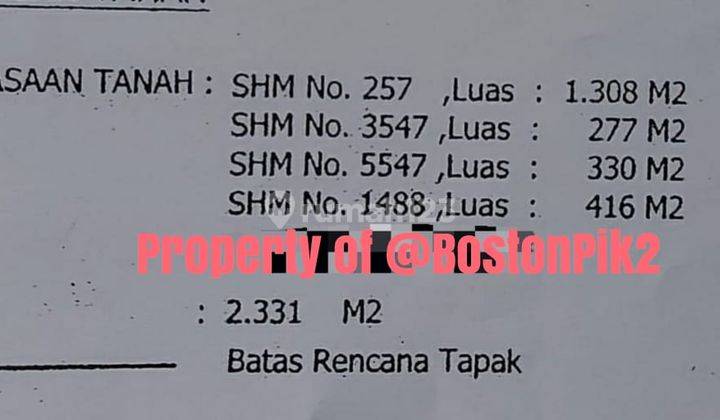 Tanah Jl Wr Supratman Mustika Jaya Bekasi Lt 2331 M2 SHM 2