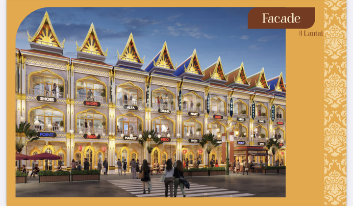 Jual Hanya 37 Juta atau 4,8M Rukan Little Siam Si Mian Fo 67,5 M2 4,5X15 Boulevard 3 LT Asia Afrika Pik 2 - Sell Shophouse 4,5X15 Boulevard 3 Floor Little Siam Si Mian Fo Pik2