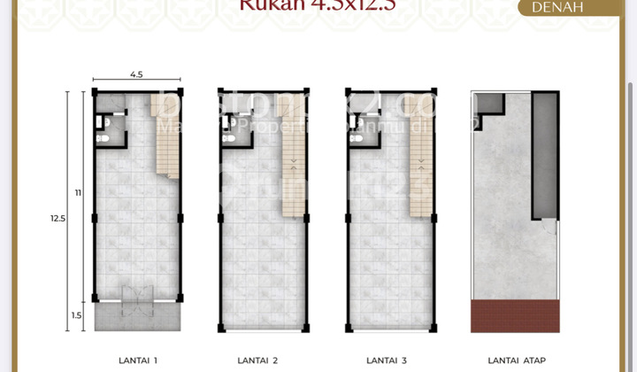 Jual Cicilan 31 Juta Rukan Ruko Hadap Lau Pa Sat Pik 2 4,5x12,5 Lt 56 M2 3,5 Lantai Atau Dp 0% Cicil 60x Tanpa Bunga