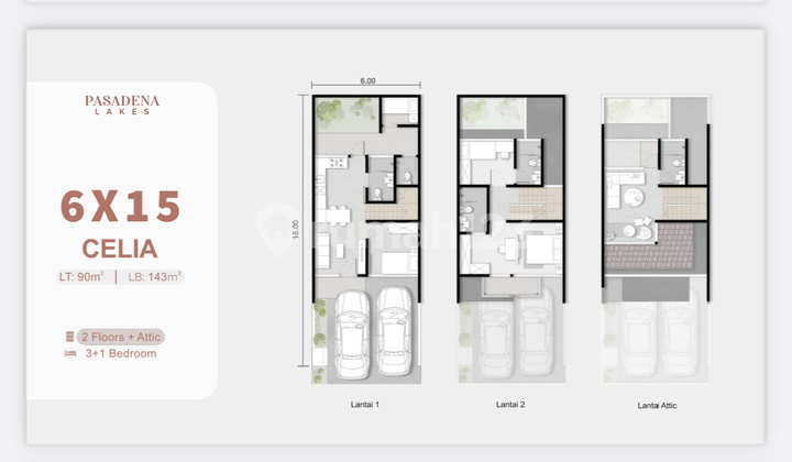 Jual Hanya 35 Juta Rumah Pasadena Lakes Pik 2 6x15 Celia Program Dp 0% Selama 18 Bulan - Sell New House 6x15 4 Bedroom 3 Floor Pik 2