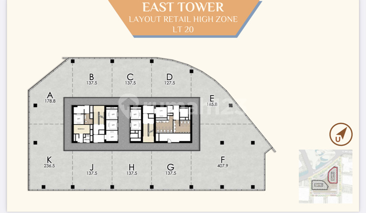 Jual 30 Juta Atau 5,7m Menara Syariah 178 M2 High Zone East Office Tower View City Pik2 - Sell Menara Syariah 178 M2 High Zone East Tower Pik 2