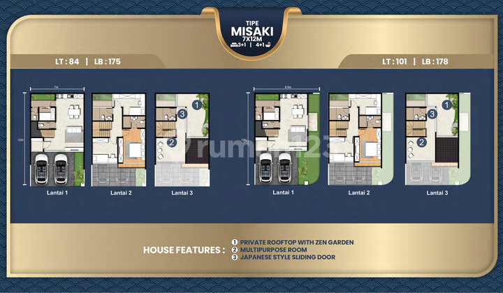 Jual Cicil 26 Juta Atau 3,6m Rumah Sapporo Residences 7x12 Misaki 3 Lantai Samping Pasir Putih Villa Pik2 - Sell House Sapporo 84 Sqm Misaki 3 Floor Side Of Pasir Putih Villa Pik 2 2