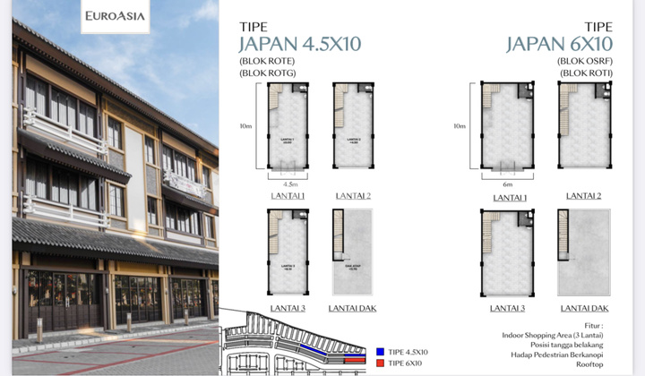 Hanya 27 Juta Atau 3,4m Jual Rukan Euro Asia 4,5x10 Jepang Osaka Samping Taman Doa Akita Pik 2 - Sell Shophouse 4,5x10 Type Japan 3 Floor Pik2 Near Lady Of Akita
