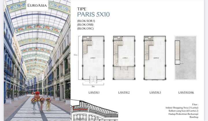Hanya 28 Juta Atau 3,7m Jual Rukan Euro Asia 50 M2 5x10 Paris Osaka Samping Taman Doa Akita Pik 2 - Sell Shophouse 5x10 Type Paris 3 Floor Pik2 Near Lady Of Akita