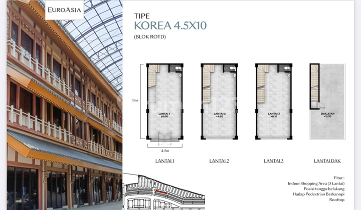 Hanya 3,4m Atau Cicil 60x Jual Rukan Euro Asia 4,5x10 Korea Osaka Samping Taman Doa Akita Pik 2 - Sell Shophouse 4,5x10 Type Korea 3 Floor Pik2 Near Lady Of Akita