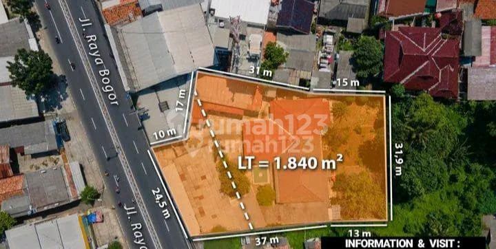 Tanah 1840 M2 ada bangunan lama Jl. Raya Bogor Lokasi STRATEGIS Tanah 1840 M2 ada bangunan lama Jl. Raya Bogor Lokasi STRATEGIS