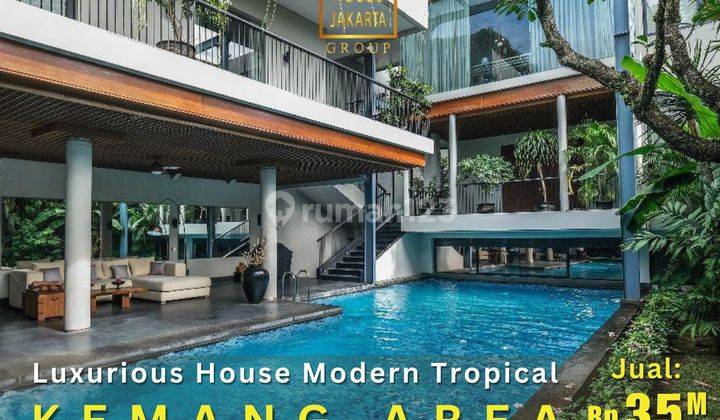 Kemang Mewah 3 lantai + Rooftop, Luxurious Modern Tropical, Taman Pool 1