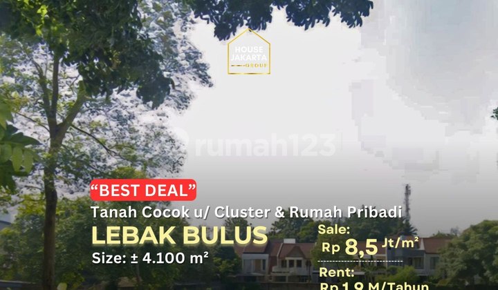 Lebak Bulus Tanah Termurah Dijual, Bisa Buat Cluster, Jalan 2 mobil
