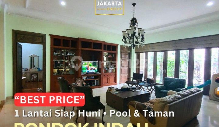 Pondok Indah Rumah Siap Huni 1 Lantai Ada Taman, Row Jalan Lebar