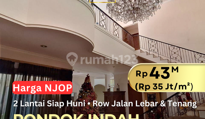 Cheapest Pondok Indah 2-Story House with NJOP Price, Wide & Quiet Street Row