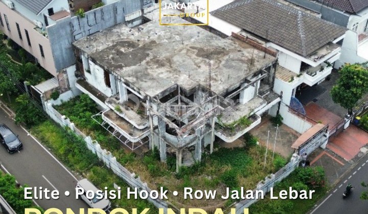 Rumah Hook Pondok Indah Area Elite Row Jalan Lebar hadap timur selatan