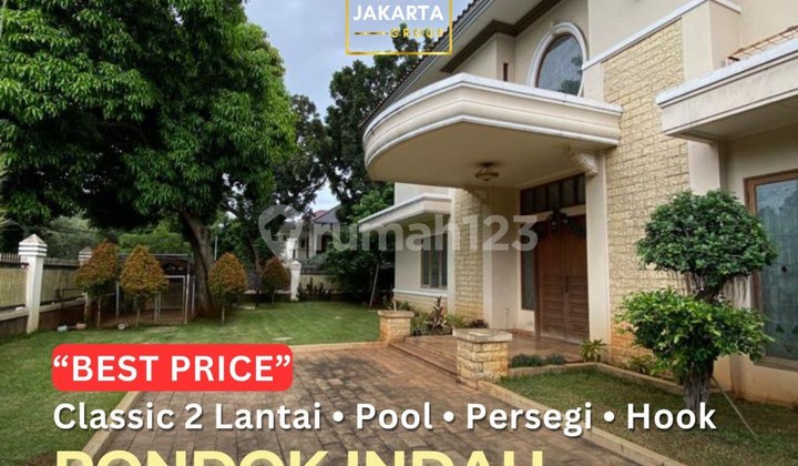 Pondok Indah Classic 2-Story House Spacious Garden, Pool, Square Land, Hook