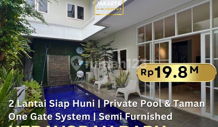 Rumah Cantik 2 Lantai Semi Furnished Area Tenang Private Pool