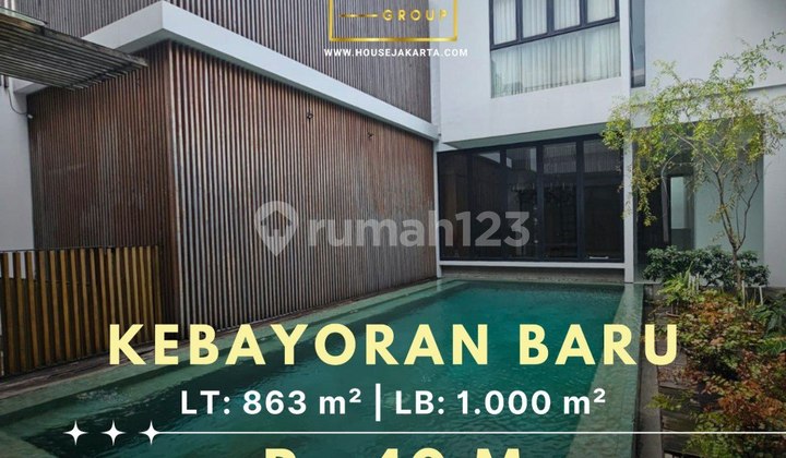 Luxury House in Kebayoran Baru, 2 Floors+Basement. Private Pool & Garden. Wide Street Row.