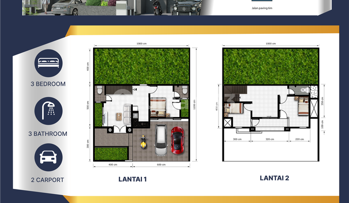 Rumah, 2 Lantai, SHM, bisa Cicilan Bertahap Harga Terjangkau Dekat Al Azhar