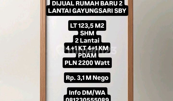 Dijual Rumah Baru 2 Lantai Gayungsari Sby 1