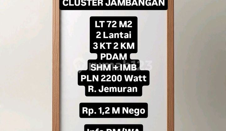 Dijual Rumah Perum Cluster Jambangan 1