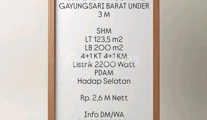Dijual Rumah 2 Lantai Gayungsari Barat Under 3 M 1