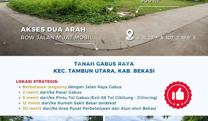 Tanah Shm Cocok Untuk Ruko / Klaster Di Tambun Utara Bekasi Dekat Akses Tol, Pasar, Mall, Alun-alun, & Stasiun 2