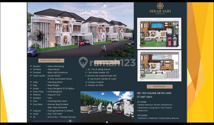 Rumah Modern Minimalis Lantai 2 Fasilitas Kolam Renang 1
