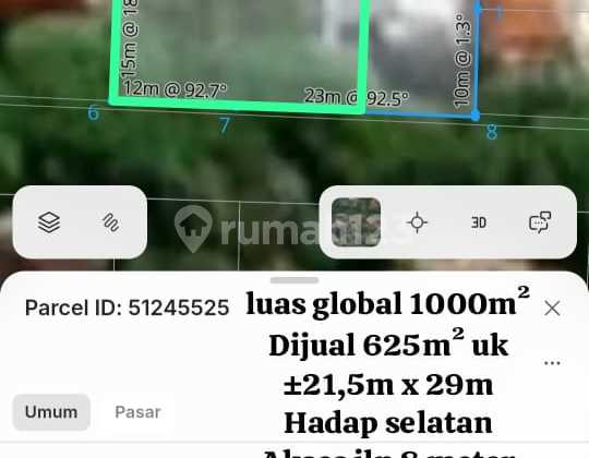 Dijual Tanah Premium 625.0 M² Area Renon 8639544yp