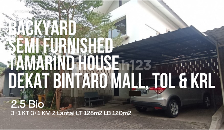 Rumah Tanah Luas Asri Hijau Backyard Semi Furnished Dekat Bintaro BXC Mall, Tol & KRL 3 Kamar Tidur Bintaro Tangerang Selatan