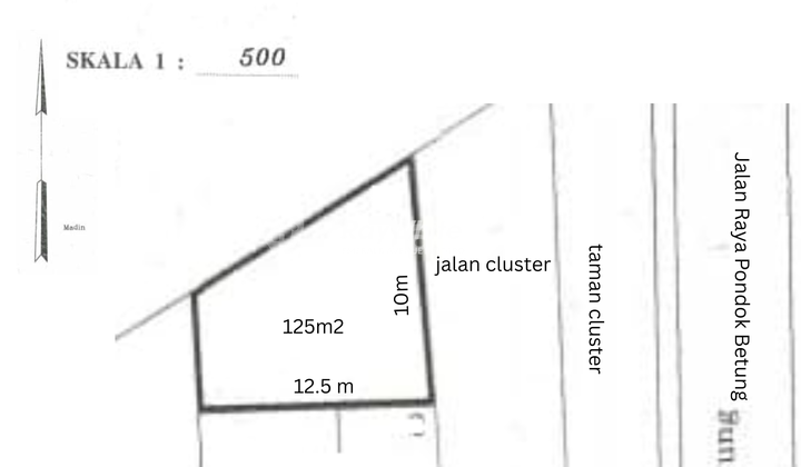 Kavling Siap Bangun 125M2 Lebar 10 Cluster Eksklusif 5 Menit ke KRL Pondok Ranji