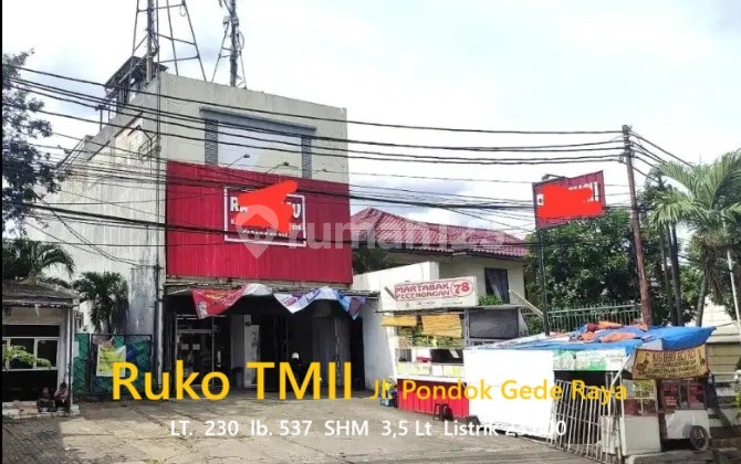 For Sale: SUPER STRATEGIC SHOPHOUSE ON THE SIDE OF THE MAIN ROAD PONDOK GEDE PINANG RANTI TMII EAST JAKARTA.