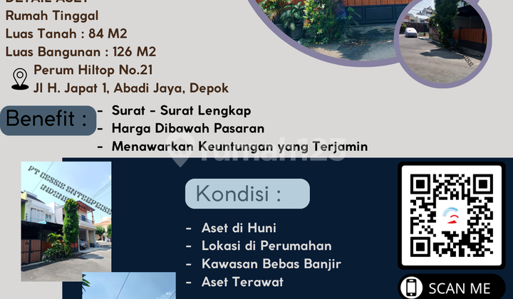 DIJUAL RUMAH PERUM HILTOP NO 21, JL. H. JAPAT 1, ABADI JAYA DEPOK-  VIA CESSIE 1