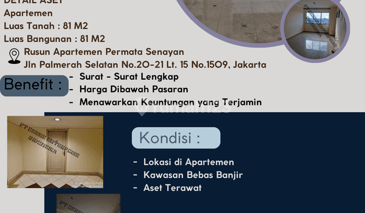 DIJUAL RUSUN APARTEMEN PERMATA SENAYAN  1