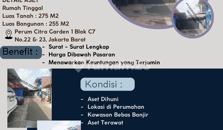DIJUAL RUMAH PERUM CITRA GARDEN 1  JAKARTA BARAT -  VIA CESSIE 1
