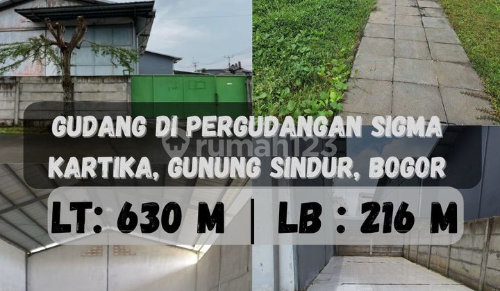 Disewakan Gudang Hook Pergudangan Sigma Kartika Gunung Sindur Bogor LT 630 M² LB 216 M² Harga 225 Juta/Tahun Dekat BSD