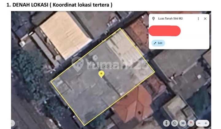 Dijual Kavling di Tanah Tinggi, Johan Baru, Jakarta Pusat.