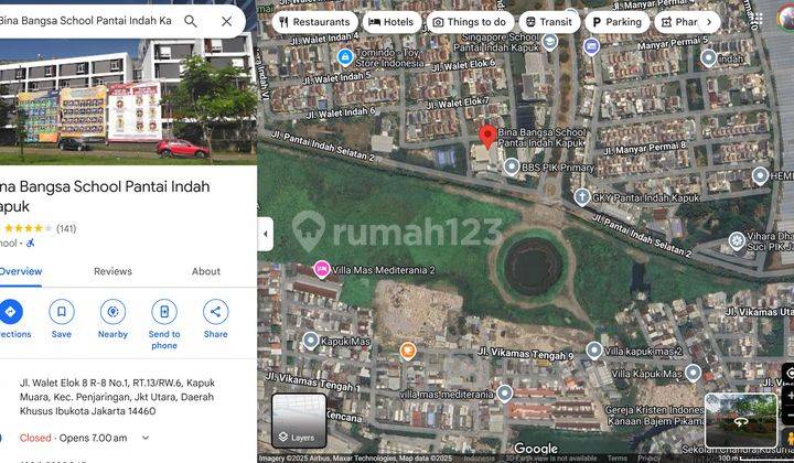Tanah samping Sekolah Bina Bangsa Pantai Indah Kapuk 35M2 X 52M2 = 1940M2 1