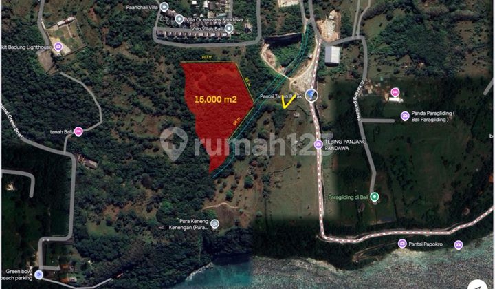 Land For Sale 1.5ha (15,000m²) on Pandawa Beach Street, Kutuh