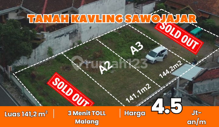 - Kavling Siap Bangun – Akses Mobil ke Gerbang Tol Sawojajar