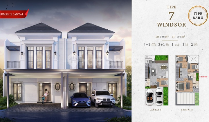 Rumah Smarthome Gaya Classic Bukit Podomoro Jakarta, Klender - Tipe 7 Windsor