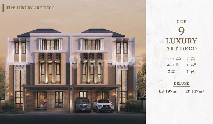 Rumah Prestisius Modern 3 Lantai Bukit Podomoro Jakarta, Klender - Tipe 9 Art Deco 1