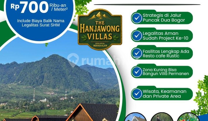 Promo!! Jual Tanah Kavling Shm Di Puncak 2 Bogor View Pegunungan Nuansa Alam The Hanjawong Villas