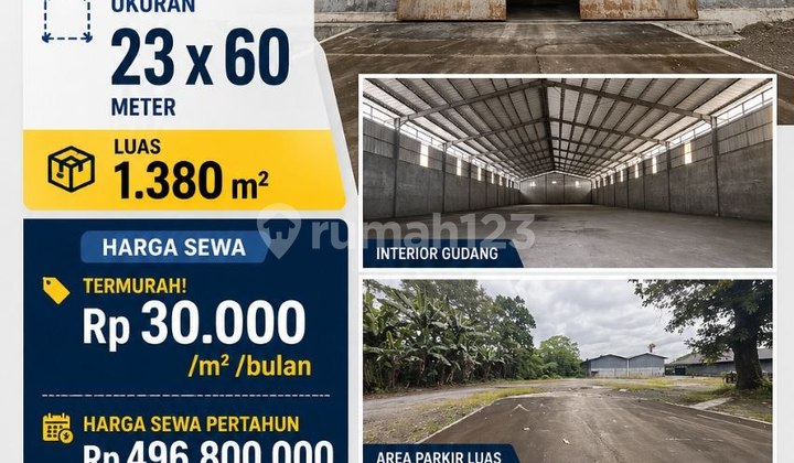 Disewakan Cepat Gudang 1380M2-Akses Kontainer 40Ft-30Rb/Mtr