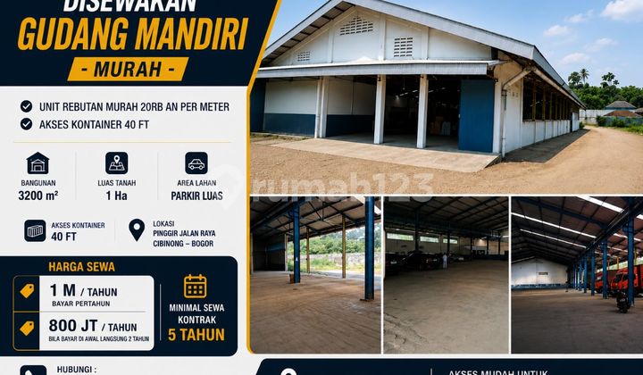 For Rent: Independent Warehouse 3200M2 - Cibinong Bogor - Container Access