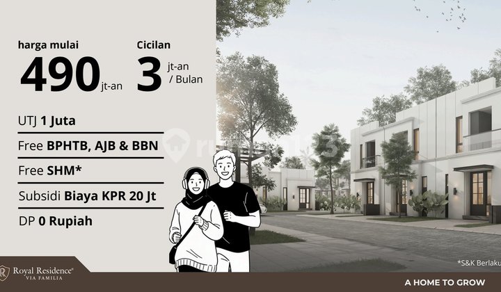 Single-Story Self-Built House with 1 Bedroom, Back Garden, Royal Residence Menganti