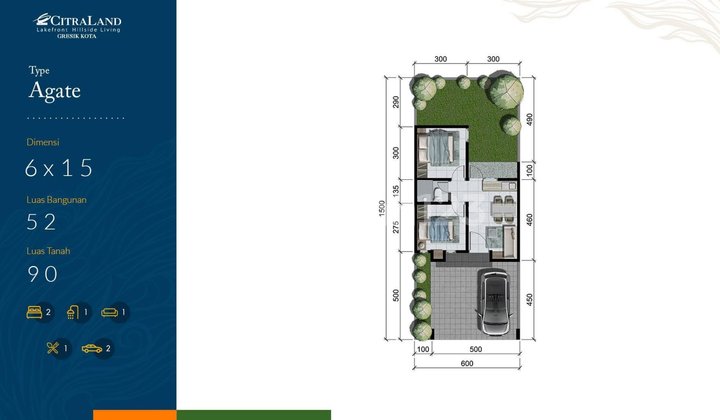 For sale, Agate unit type, Citraland Gresik Housing, 1 and 2 floors, construction in progress. For sale, Agate unit type, Citraland Gresik Housing, 1 and 2 floors, construction in progress.