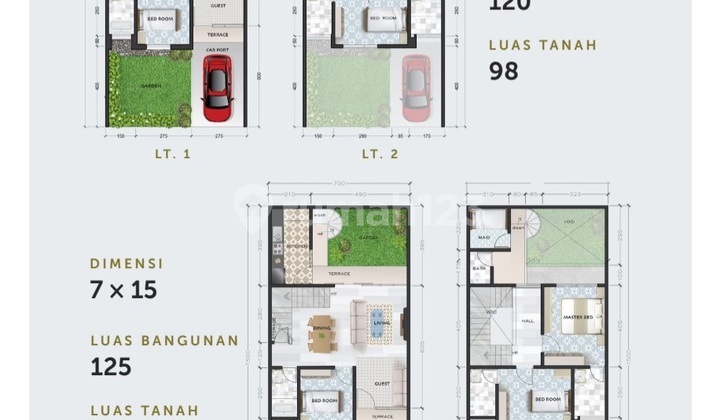 Rumah Pusat Kota Surabaya Puri Indah Ketintang 2 Lantai Ready