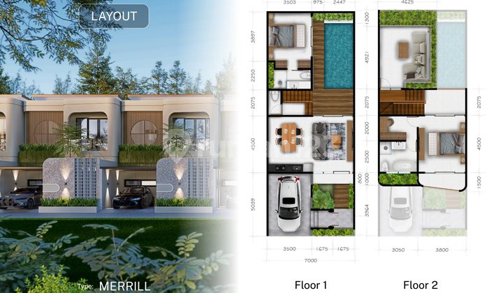 Jual Unit Kaia Villas 2 Lantai Semi Furnish Nol Jalan Benoa 2