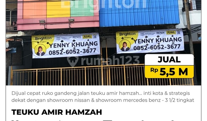 Dijual Cepat Ruko Gandeng Jalan Teuku Amir Hamzah