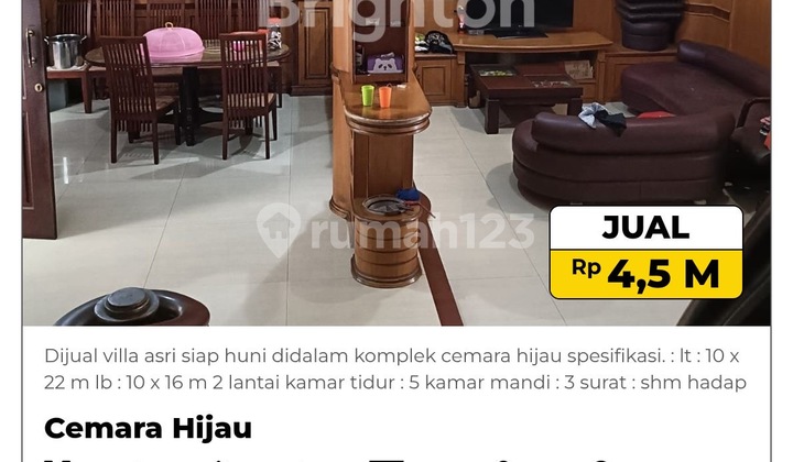 Dijual Villa Asri Siap Huni Komplek Cemara Hijau Full Furnished